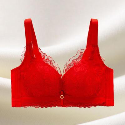 薄/厚可选本命年大红色内衣女士小胸聚拢蛇年结婚喜庆新娘文胸罩