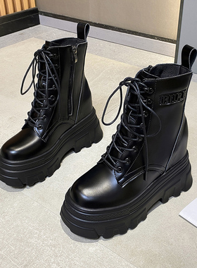 内增高短靴增高11cm小众马丁靴女2025秋冬百搭显瘦小个子厚底单靴