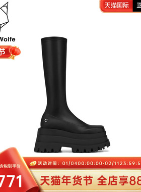 Naked Wolfe英国潮牌/SIN女鞋2025时装高长筒靴英伦风厚底马丁靴