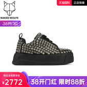 男 STUD铆钉水钻黑色低帮系带休闲鞋 Naked Wolfe英国潮牌 SLIDE