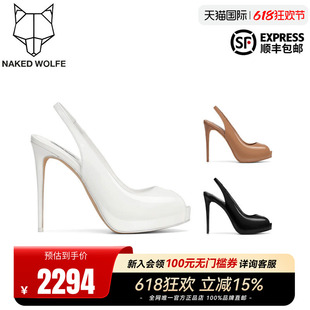Naked Wolfe英国潮牌/River 夏季女鞋漆皮鱼嘴超高跟宴会凉鞋女