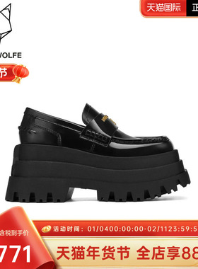 Naked Wolfe英国潮牌/DELUSION厚底小皮鞋女英伦风乐福鞋厚底单