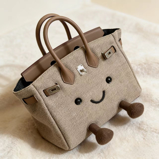 新款休闲时尚单品卡其色单肩斜挎包卡通可爱通勤手提包