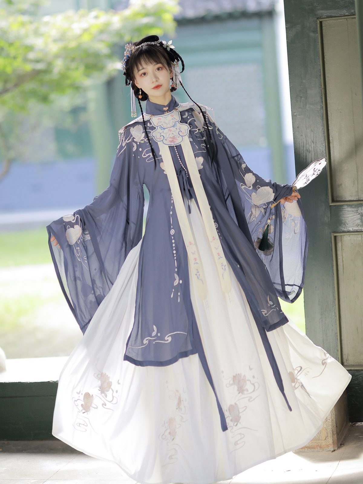 倚梦阁原创玉玲珑汉服女明制立领夏季汉服全套云肩中国风齐腰褶裙