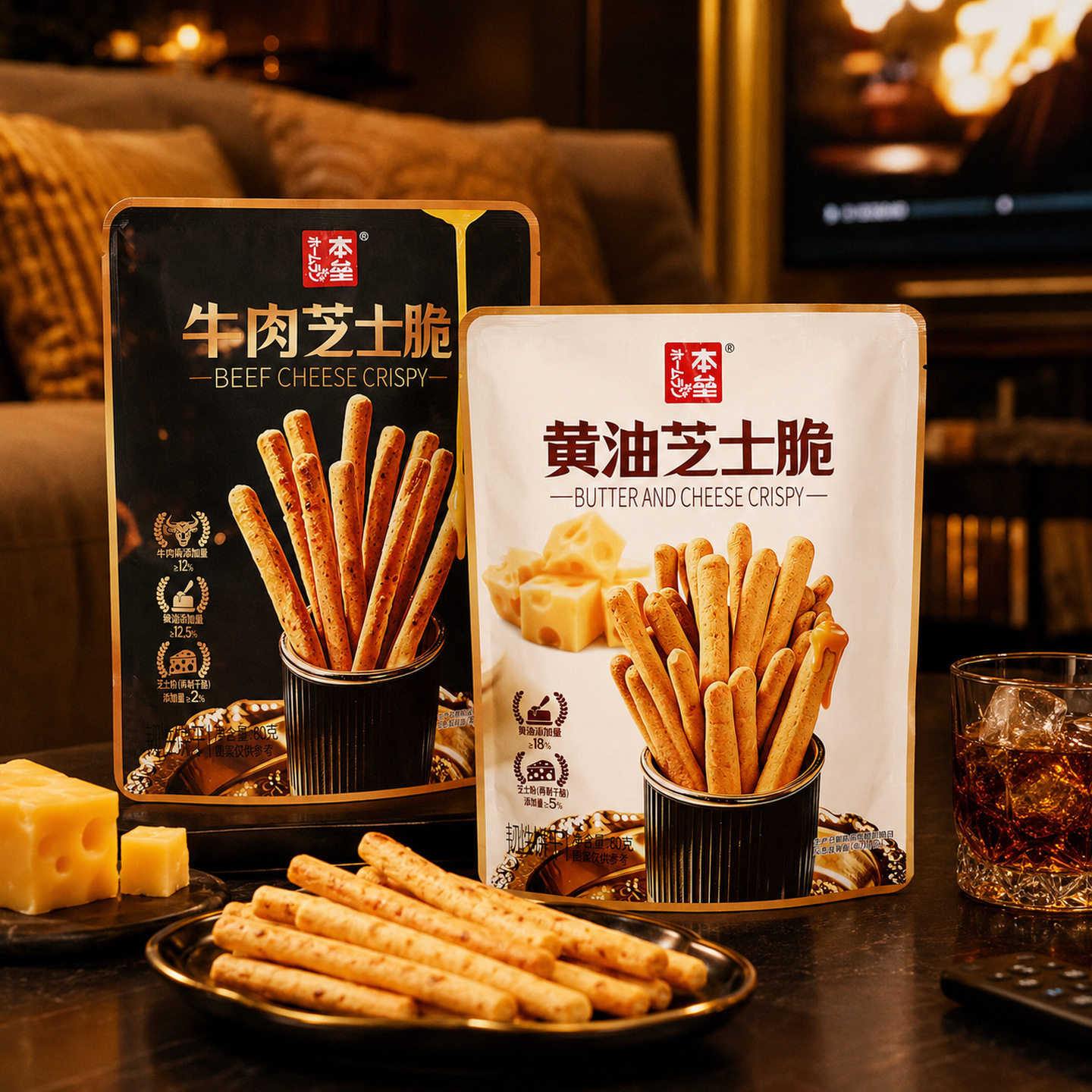 本垒牛肉黄油芝士脆饼干棒脆条休闲食品解馋小吃追剧小零嘴80g