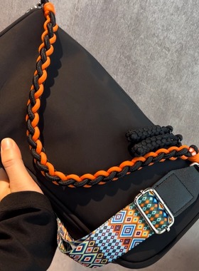 贵宝的包黑色斜挎包尼龙运动包百搭ins休闲单肩轻便耐用民族