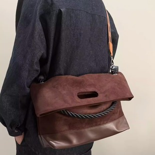 贵宝 麂皮绒男女大容量托特通勤包小众高级感单肩斜挎包 包秋冬款