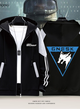 暗区周边突围休闲连帽开衫白狼连队章游戏同款男春秋季运动卫衣