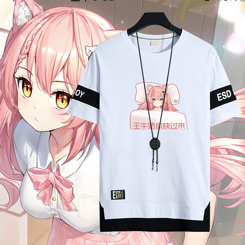 虚拟主播vtuber希萝Hiiro动漫周边男青少年短袖T恤休闲纯棉衣服