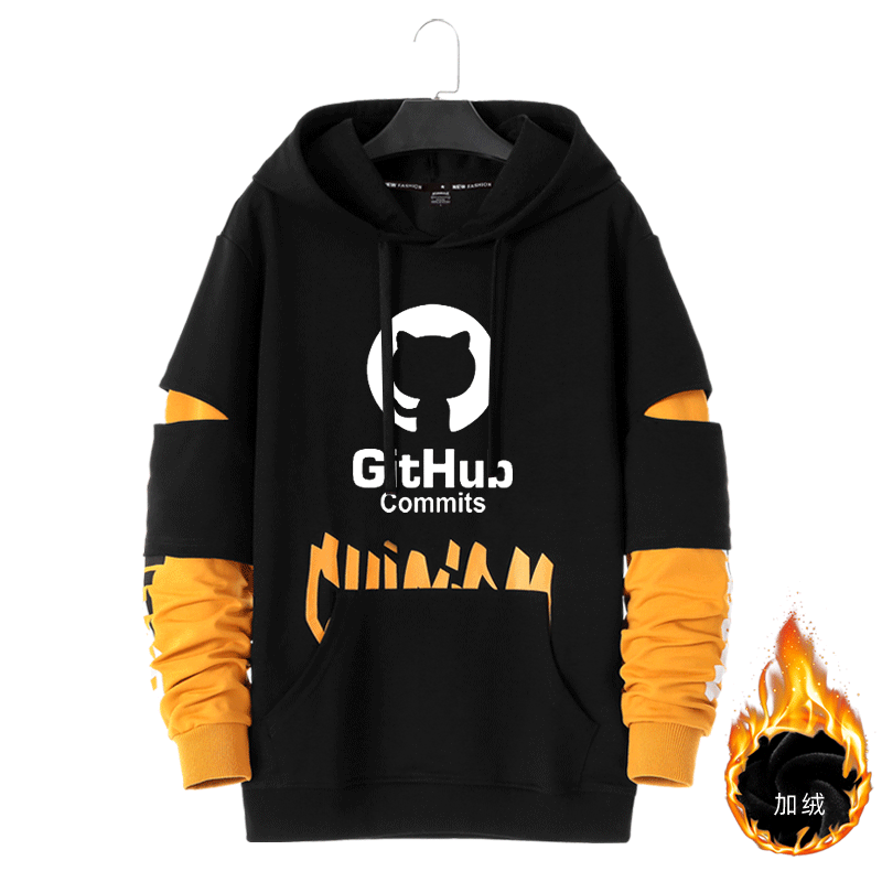 Github程序员猿加绒卫衣理工男996恶搞IT青少年休闲连帽秋冬衣服