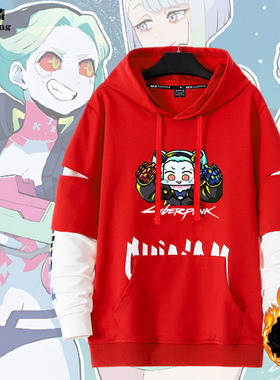 Cyberpunk赛博朋克边缘行者动漫周边男青少年秋冬季加绒卫衣服