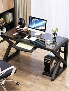 电脑台式 桌家用简约现代经济型书桌简易钢化玻璃电脑桌学习桌子w9