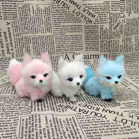 送同学送朋友仿真小狐狸摆件三种颜色可选长13cm高9cmw8