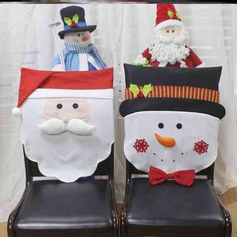 新款圣诞节装饰品圣诞老人雪人椅套酒店餐厅节日布置用品椅子套w7
