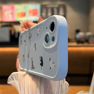 蓝色磨砂多只小猫苹果13手机壳iphone13promax新款12ProMax防摔套11高级感Pro小众xs潮xr全包创意x女款pm适用