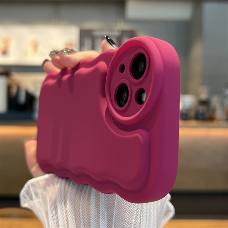 玫红气垫波浪边苹果15手机壳新款iphone15promax高级感14苹果13全包镜头15ultra防摔ProMax女Pro硅胶xr适用12怎么看?
