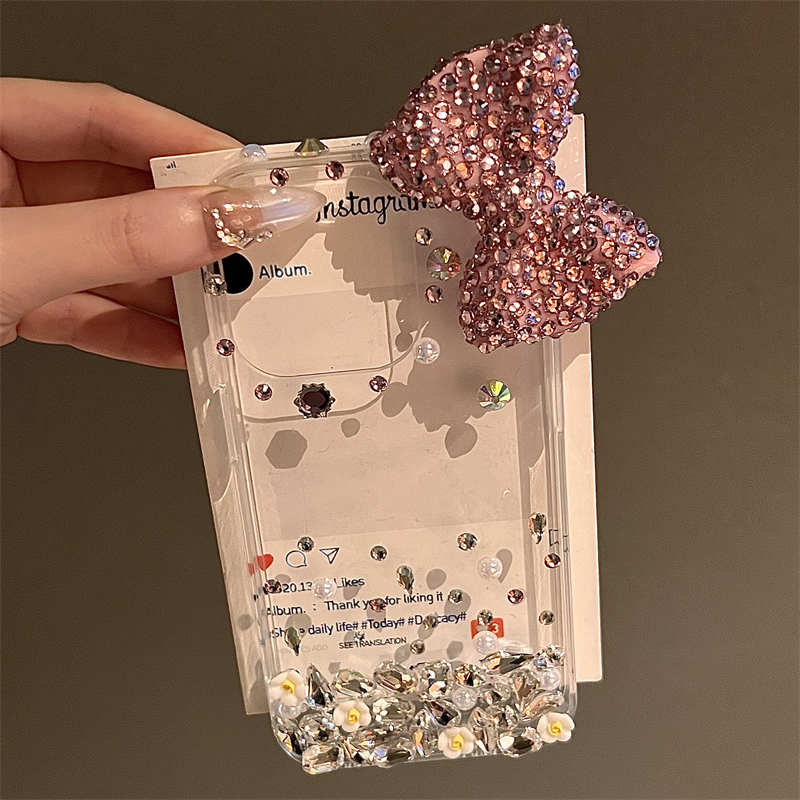 粉闪钻立体蝴蝶结适用苹果16手机壳新款16promax套iphone16pro硅胶苹果15防摔苹果13全包14超好看12女ProMax