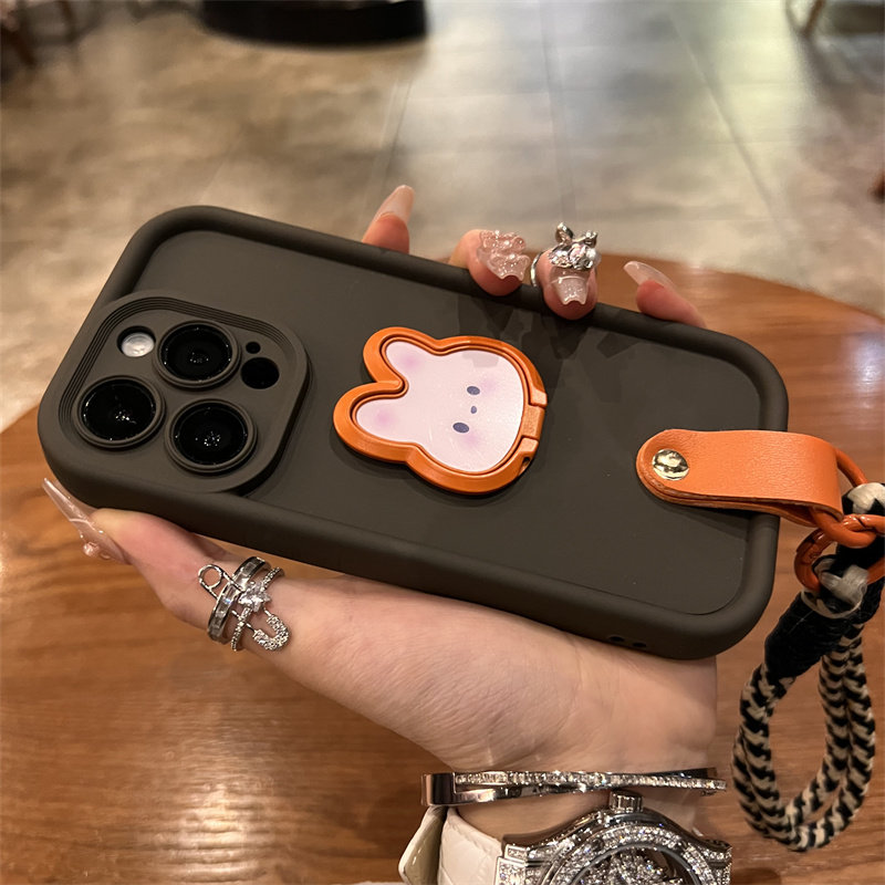 黑色相框橙色兔子支架手绳苹果15手机壳苹果14新款iphone15promax高级感苹果13套12防摔ProMax全包Pro女适用属于什么档次？
