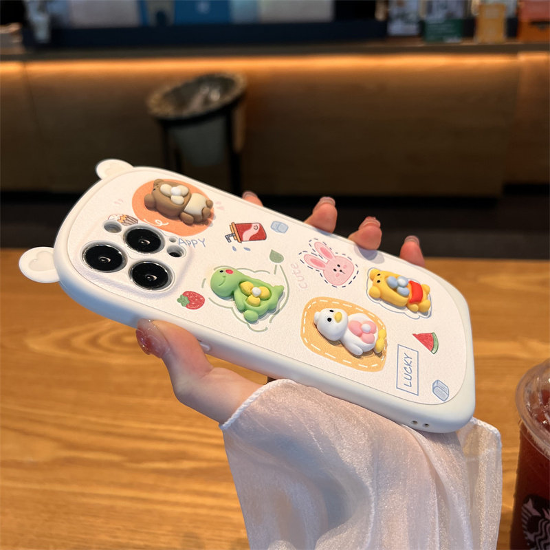 白底熊耳恐龙熊鸭苹果14手机壳新款iphone14promax高级感14plus苹果13套12全包镜头11防摔ProMax女Pro适用PM怎么看?