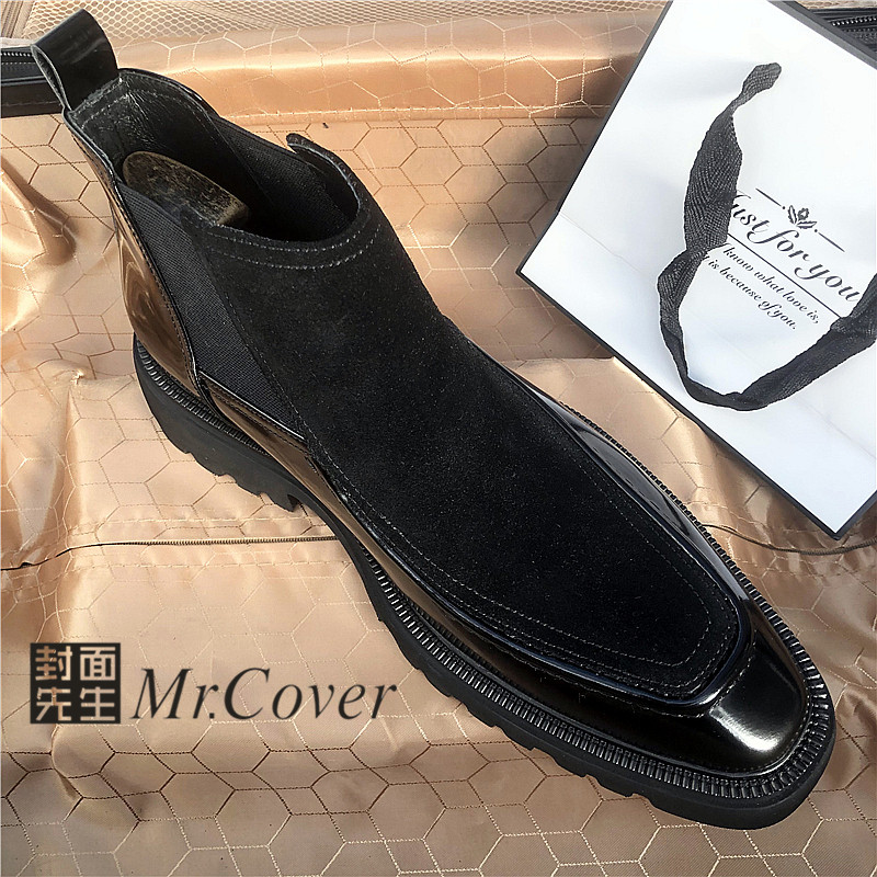 英伦风厚底切尔西靴男黑色真皮短靴商务休闲套筒潮靴新款牛皮靴子,流行男鞋,切尔西靴,淘宝优惠券,粉丝福利购,淘宝优惠卷