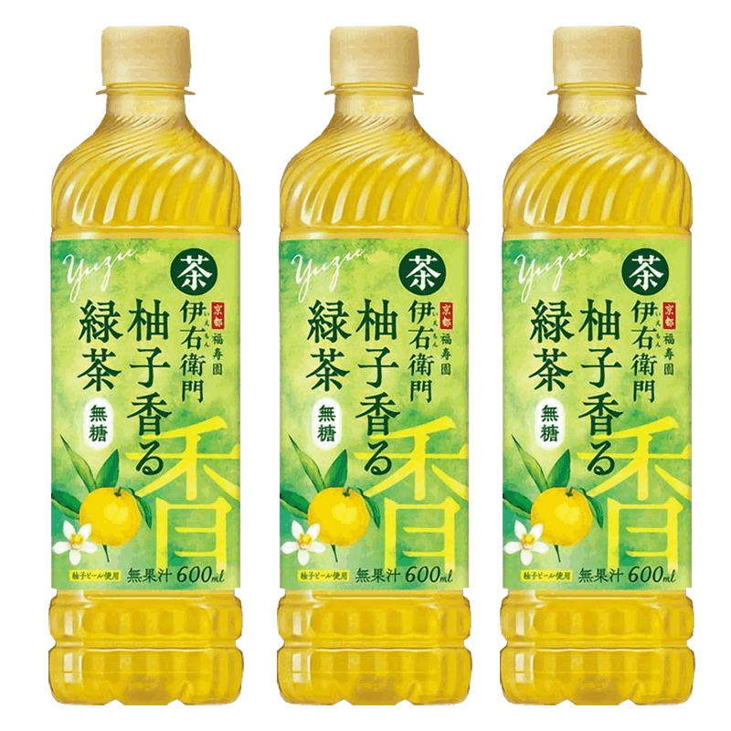日本进口三得利伊右卫门京都柚子味绿茶饮料*3瓶joynuts期间限定