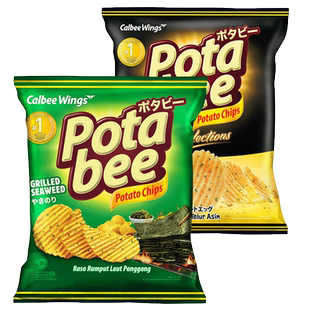 印尼进口calbee卡乐比波塔比厚切波浪烤海苔咸蛋黄味薯片68g*2袋