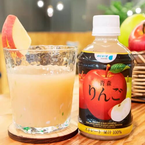 日本进口acure青森县产100%红苹果汁黄苹果汁饮料280ml/瓶joynuts