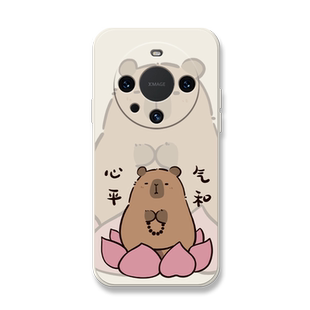 功德加一适用华为mate60pro手机壳mate50保护套60pro+敲木鱼全包防摔50pro卡皮巴拉50e液态硅胶por佛系水豚女