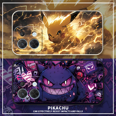 皮卡丘耿鬼适用红米note14pro手机壳Turbo3宝可梦note13.12动漫11tpro全包note10男女9防摔8pro情侣硅胶卡通