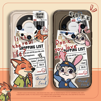 疯狂动物城2手机壳华为mate70Pro尼克狐尼克mate60兔朱迪nova13.12适用mate50.40卡通20可爱11情侣87se5ipro