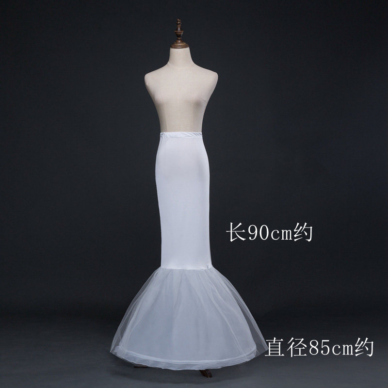 新娘婚纱演出礼服鱼尾包臀裙撑钢圈硬网纱有骨松紧内衬裙