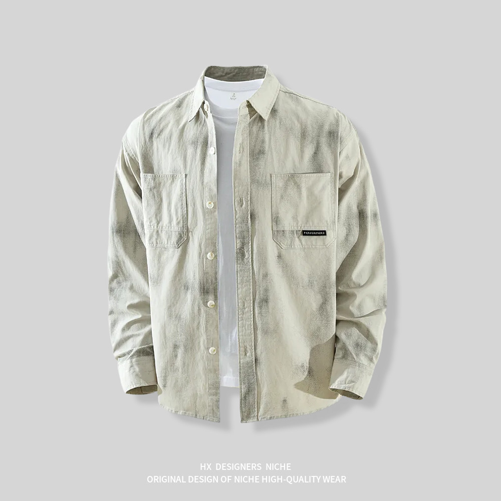 『扎染』汉序设计感  春季日系复古长袖衬衫男士纯棉宽松休闲衬衣,男装,汉服,淘宝优惠券,粉丝福利购,淘宝优惠卷