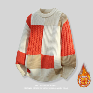 秋冬日系加绒加厚保暖套头上衣外套男士 汉序设计感 休闲 界彩