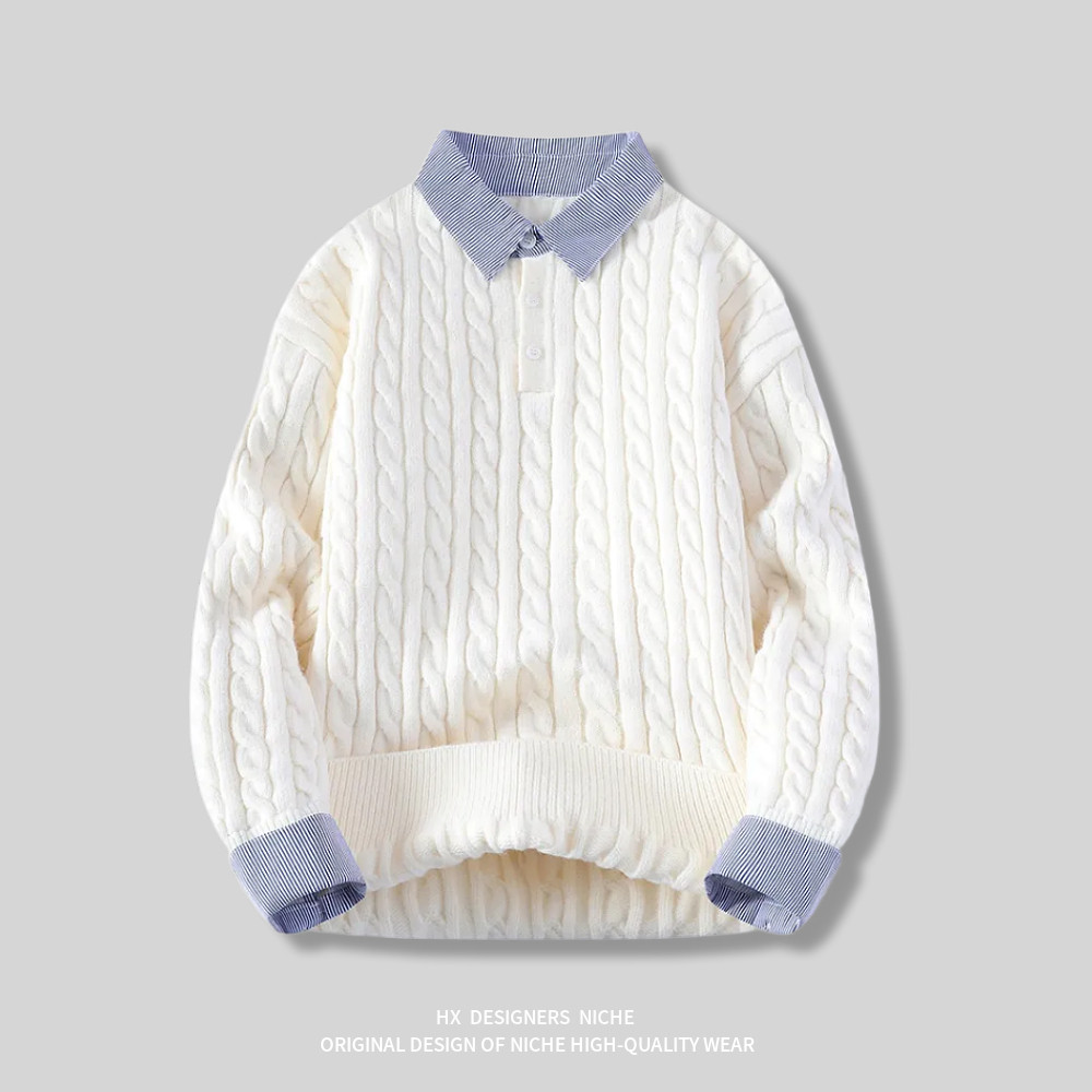 『麻花』汉序设计感  秋冬季日系复古麻花套头毛衣服针织衫外套男