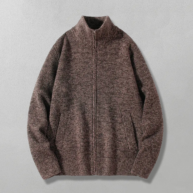 立领拉链开衫毛衣服针织外套男宽