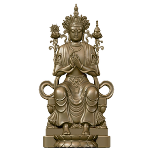 天冠弥勒摆件纯黄铜随身佛像菩萨中式禅意办公室茶空间家居装饰品