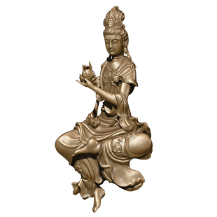 持莲自在观音佛像神像观世音菩萨像摆件铜像迷你精致小随身佛供奉