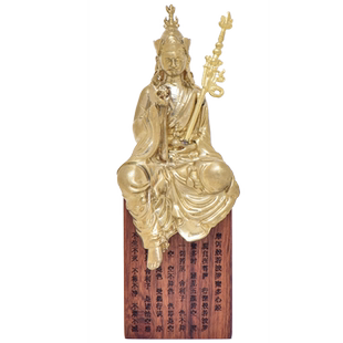 莲花生大师塑像大士摆件佛像纯黄铜精致迷你随身佛禅意家居装饰品