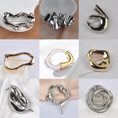 法式胸针高档设计感小众轻奢不锈钢不规则褶皱大衣毛衣胸花别针