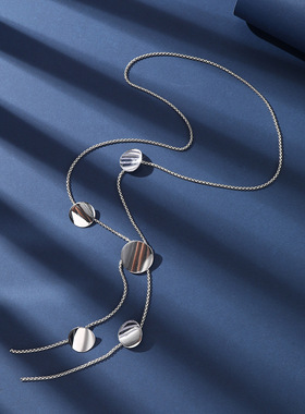 跨境金属风几何不规则可调节项链轻奢小众个性ins辣妹毛衣链女