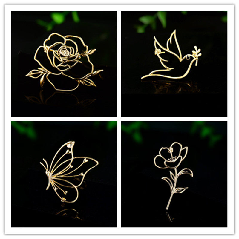 镂空玫瑰花朵动物胸针女精致设计感百搭胸花开衫外套别针领针配饰