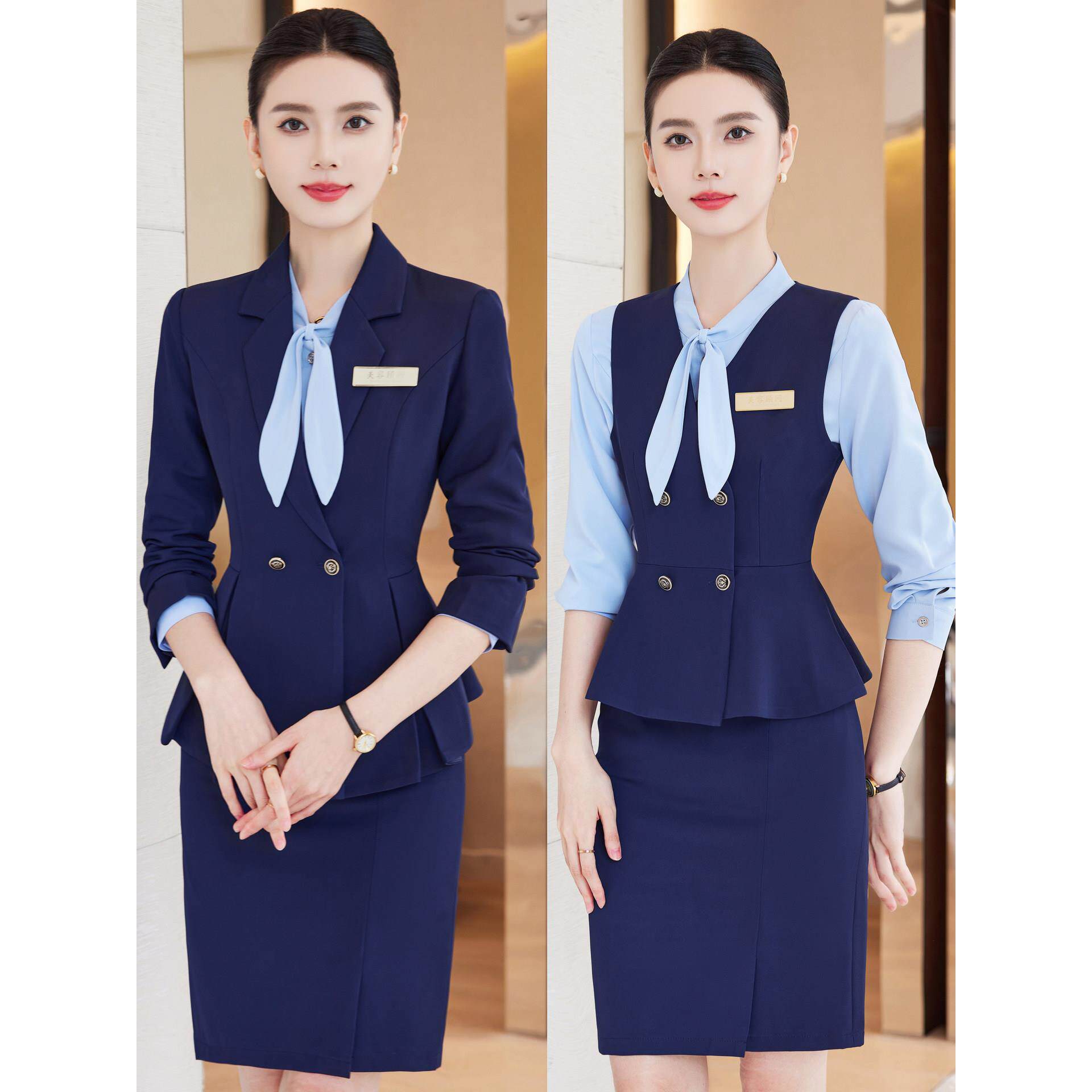 职业套装女西装酒店前台客服收银服务员珠宝店工装美容师工作服