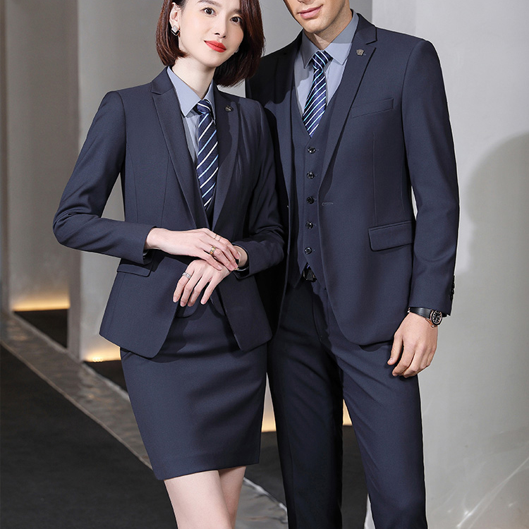 高端西服职业套装定制房地产4s店男女物业工作服商务蓝灰教师西装