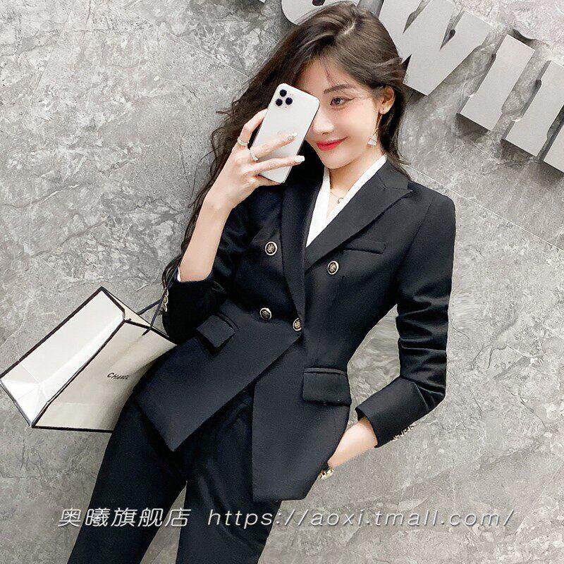 休闲西装女外套高级套装女秋冬新款英伦风白领干练通勤西服套裤OL