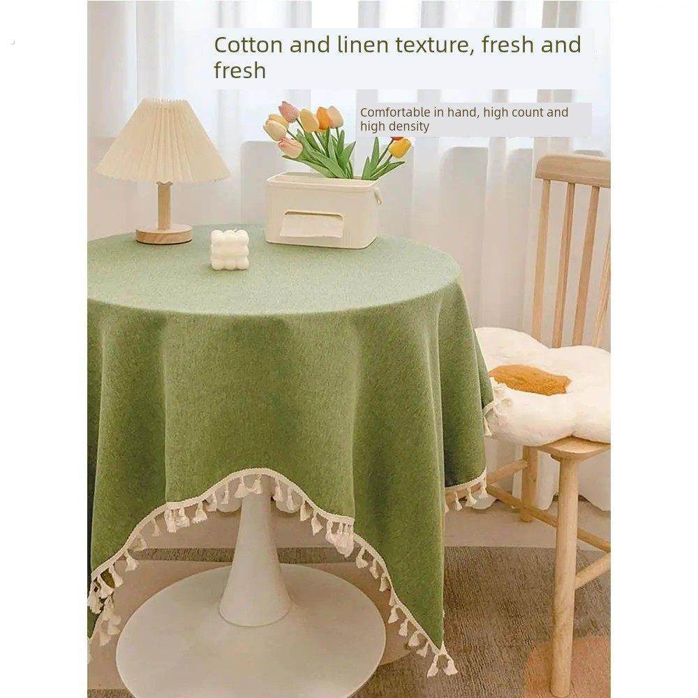 小清新棉麻台布可达高档高档纯色面料流苏幼儿园圆桌台布咖啡桌套,居家布艺,桌布,淘宝优惠券,粉丝福利购,淘宝优惠卷