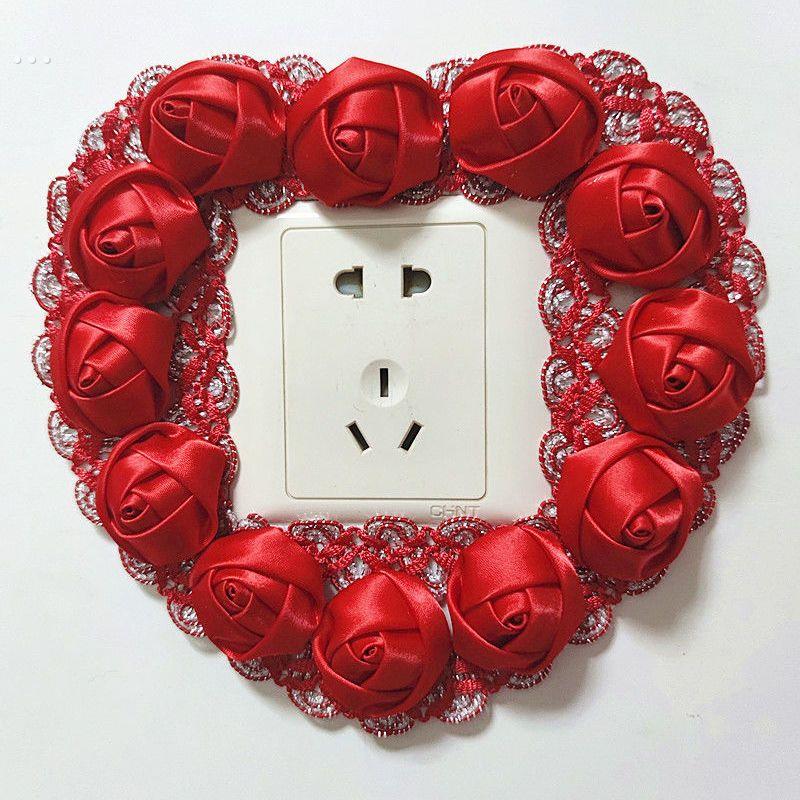 开关套蕾丝家用开关贴墙贴布艺开关保护套客厅卧室灯开关插座装饰