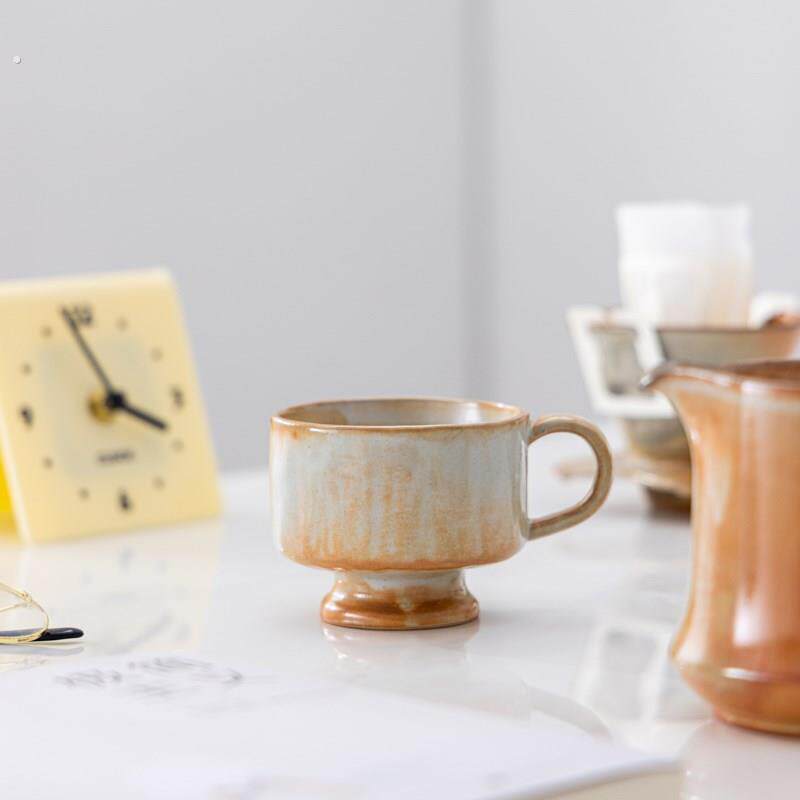 志野烧柴烧粗陶咖啡杯水杯手捏陶瓷新中式陶瓷杯茶咖杯下午茶杯