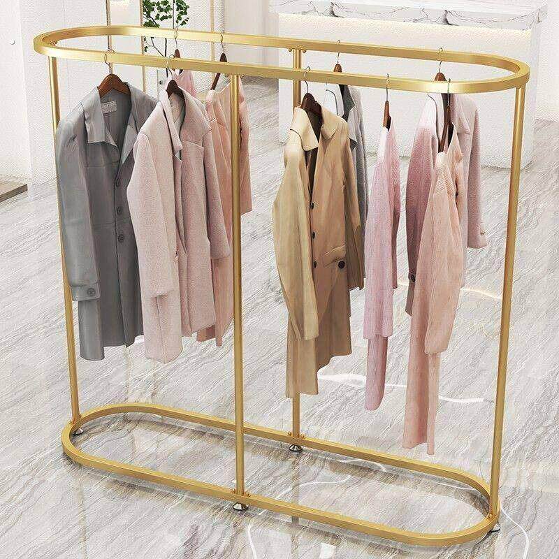 服装店展示架落地中岛专用加粗椭圆形圆形衣架落地男女式服装架