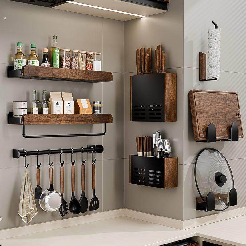 胡桃木厨房调料品挂壁式置物架多功能筷子刀架调味料多层收纳架子,厨房/烹饪用具,厨房置物架/置物柜/角架,淘宝优惠券,粉丝福利购,淘宝优惠卷