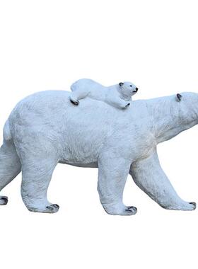 仿真北极熊雕塑玻璃钢动物模型大型商场园林景观冰雪主题装饰摆件